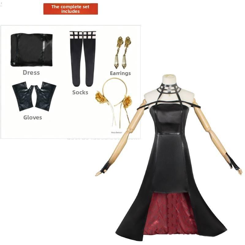 Spy Family Yor Forger Cosplay Costume For Children And Adults With Satin Fabric And Hollow Socks For Anime Conventions