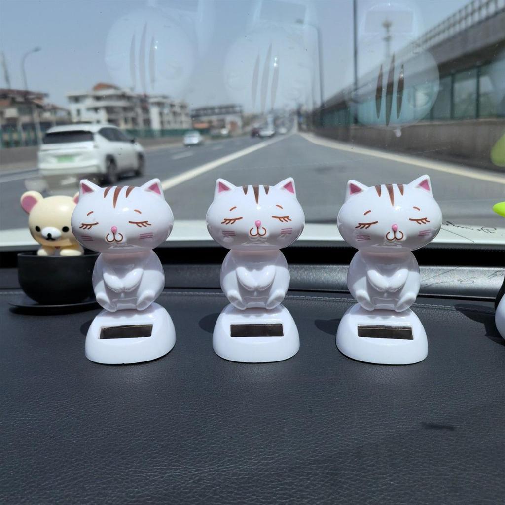 Bobble For Car Solar Dancing Cat Car Dashboard Ornaments Funny Decor For Auto Desk Office Home Vehicles Scooters Men Women