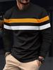 Men's Color Block Casual Round Neck Long Sleeve Sports T-shirt