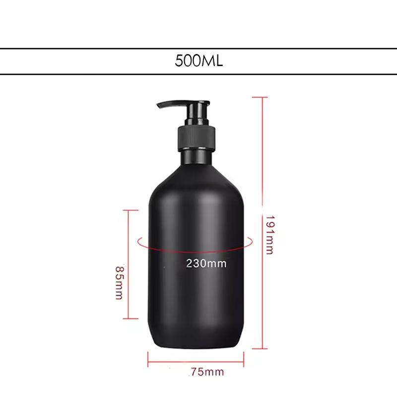 Matte Black 300/500ML Liquid Soap Dispenser Refillable Shampoo Conditioner Body Lotion Container for Bathroom Supplies Hotel