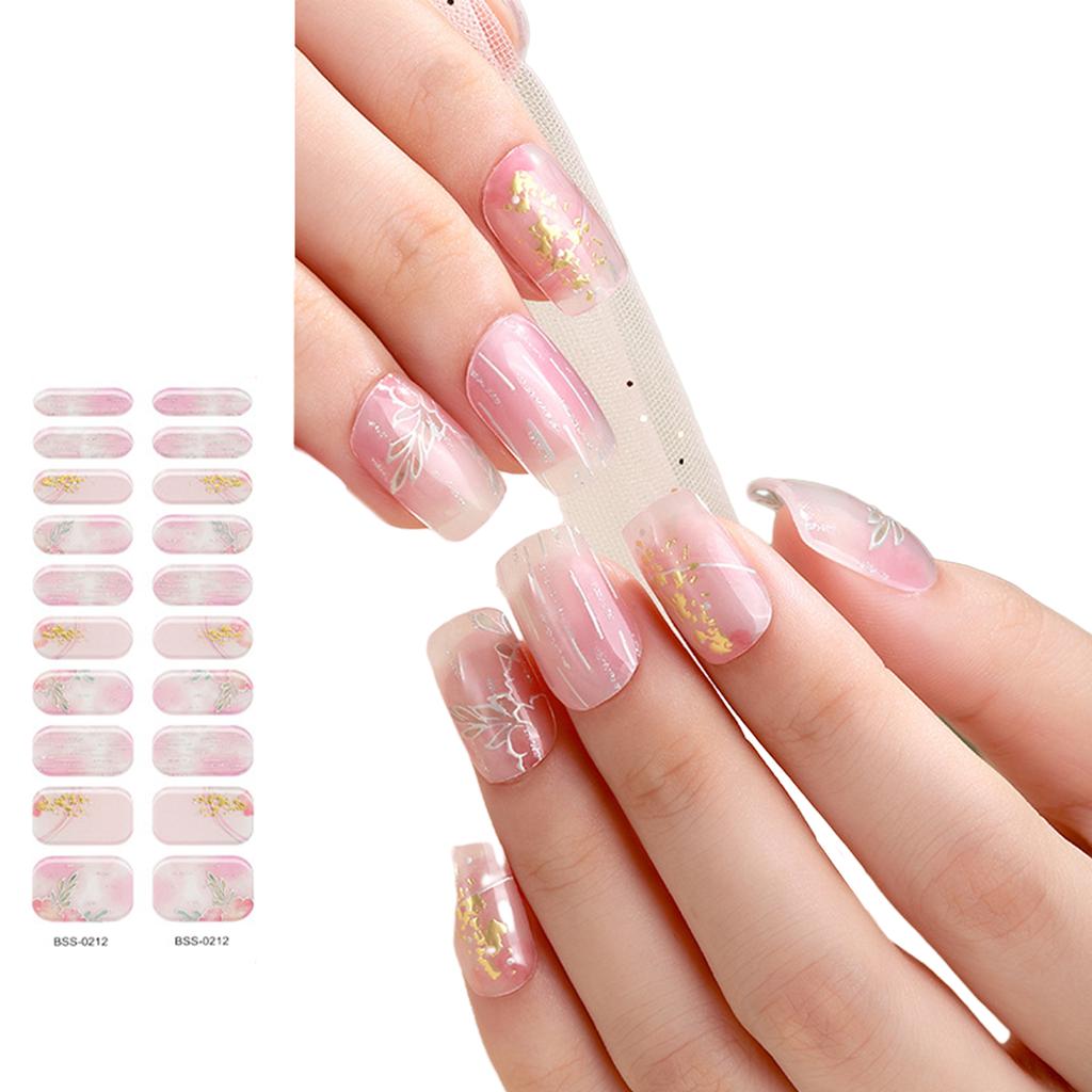 2 bucăți benzi de unghii cu gel semi-întărite pentru femei Autocolant pentru unghii cu gel de durată înveliș pentru unghii cu gel cu finisaj moale, lucios