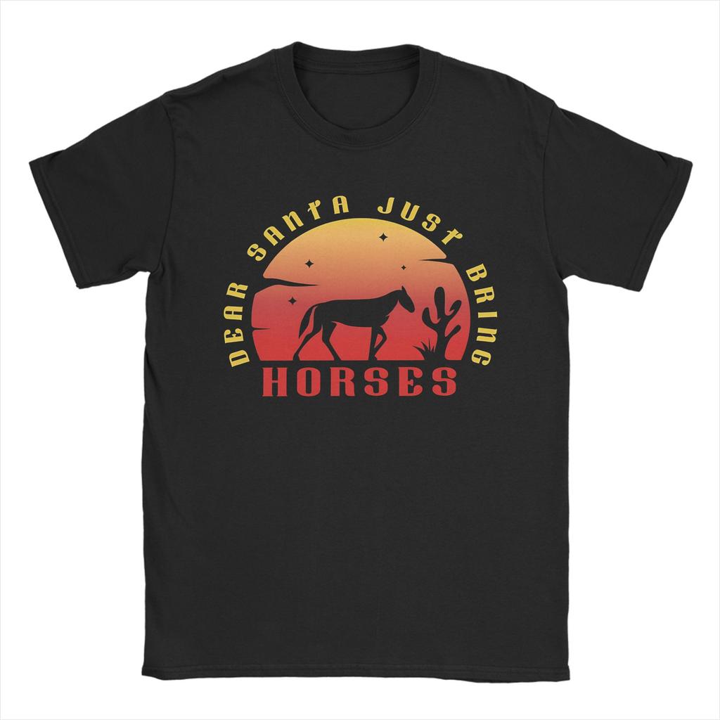 Lieber Weihnachtsmann bring einfach Pferde T-Shirts für Männer 100% Baumwolle Neuheit T-Shirts Rundhals T-Shirts Kurzarm Oberteile Grafik