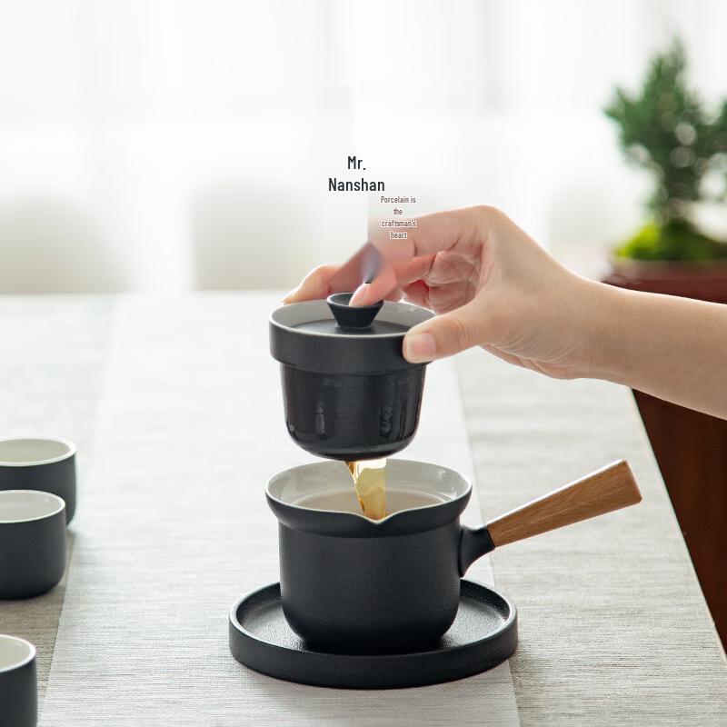 Mr. Nanshan Ceramic Gongfu Side-Handle Teapot with Filter