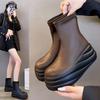Height-increasing Platform Boots Women's New Small Ankle Boots Feeling Small Short Boots High-heeled Short Boots