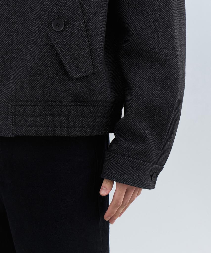 Musinsa Standard Wool Blend Herringbone Harrington Jacket [Dark Grey]