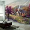Home Decor Tapestry, Dreamy Forest Castle, Landscape Oil Painting, Wall Hanging, Hippie Style Living Room and Bedroom Background