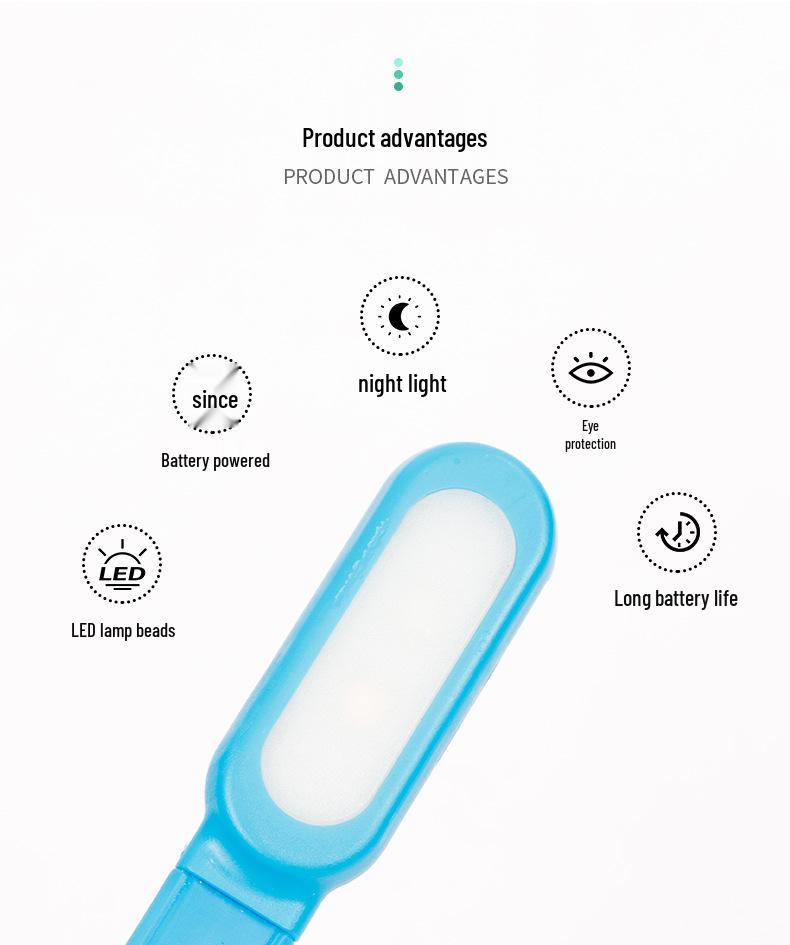 Compact LED Clip-On Reading Lamp with 3-Level Brightness, Foldable Design