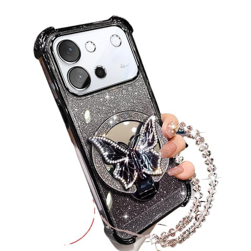 Applicable to vivos60 mobile phone case creative light luxury new women's V2571A advanced butterfly mirror bracket voi
