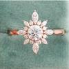 9mm Shiny Rose Gold Flower Ring Luxury High Grade D VVS1 Moissanite Fine Jewelry