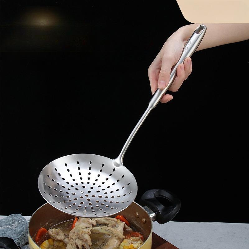 Large Size 304 Stainless Steel Skimmer Spoon Long Handle Strainer Spoon for Noodles Frying Home Kitchen Cooking Utensils6