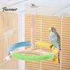 Bird Cage Entertainment Spinning Perch Toy, Rotating Parrot Wooden with Colorful Birdcage Accessories for Small Parrots Rope, Accessory Conures