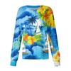 Women's Casual Long Sleeve Single Breasted Hawaiian Print Caregiver Jacket Cardigan Top Lightweight Button Up Shirt for Work