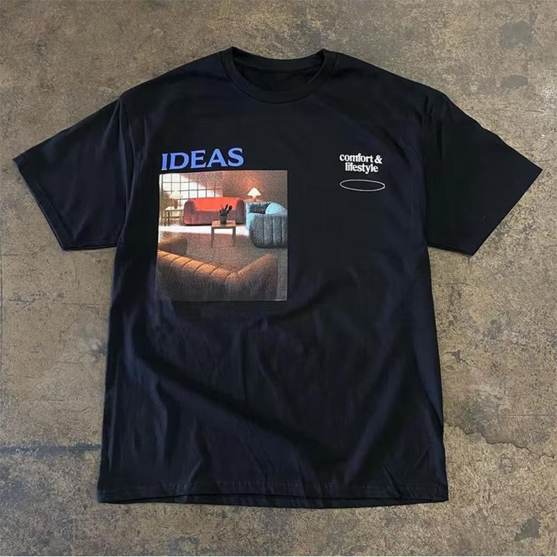 

Trash Punk Hip-hop Gothic Aesthetic Letter Mouth Simple American Style Cotton T-shirt Retro High Street Clothes Casual Loose Top 4XL