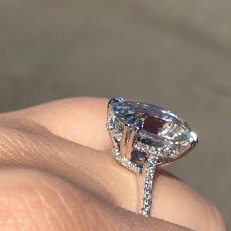 Origin Natural 3 Carats Moissanite Gemstone Real 14 K White Gold Jewelry Ring for Women Classic Oval Shape Bizuteria Ring Female