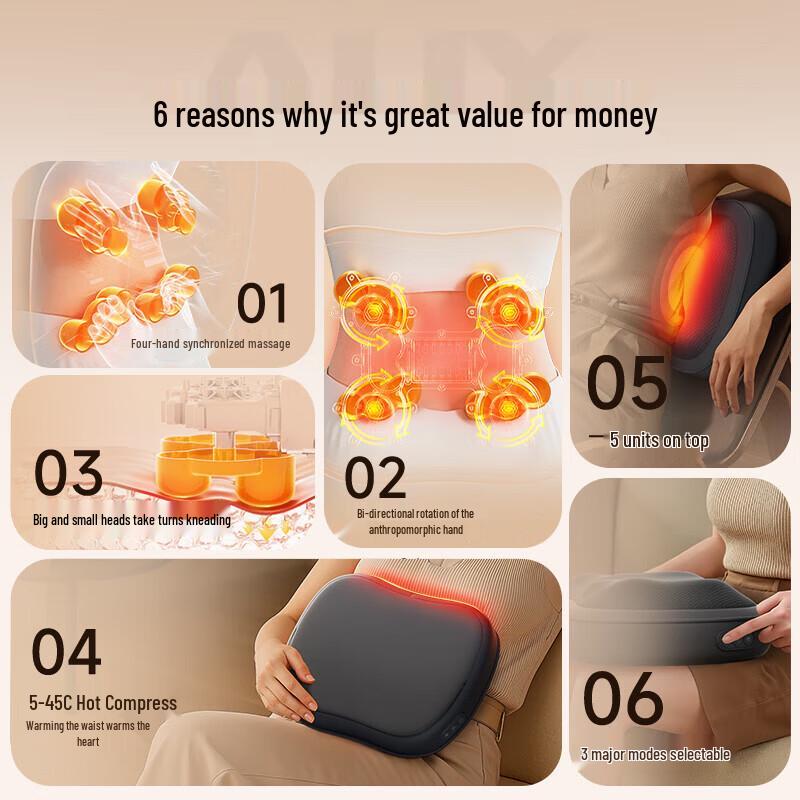 Aux Smart Lumbar & Back Massage Cushion CN plug (adapter included)