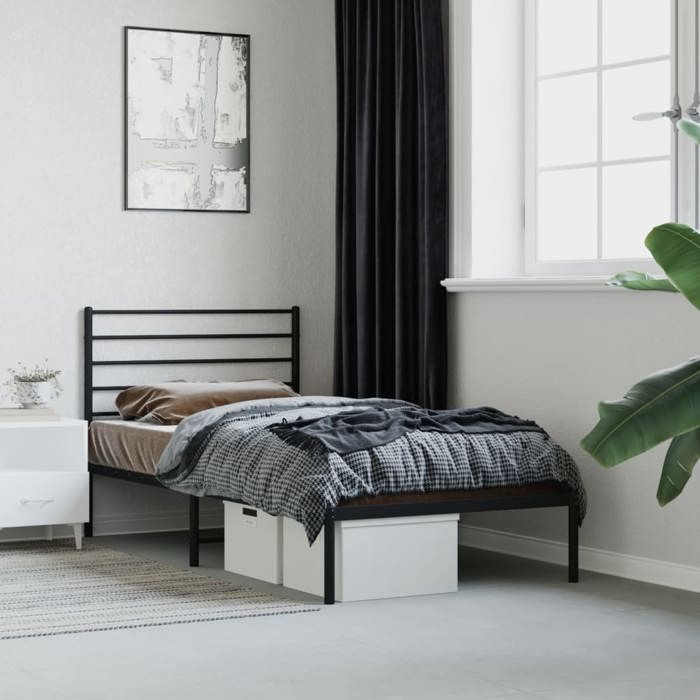 VidaXL Cadre de lit métal avec tête de lit noir 80x200 cm 352310