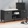 VidaXL Shoe Bench, Storage Cabinet with Doors, Entryway Furniture with Living Room Compartment, Industrial, Black Wood 374933
