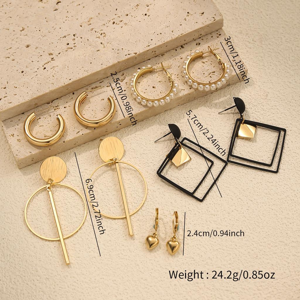 Conjunto de Brincos Pendentes Femininos Boêmios Retrô Geométricos com Borlas e Pérolas