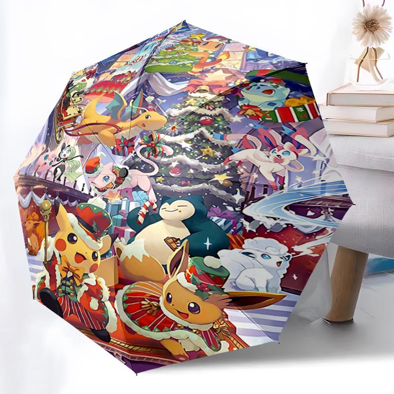 1pc Christmas Celebration Pattern Automatic Umbrella is Fashionable and Good-Looking, Suitable for Travel and Daily Use.J014