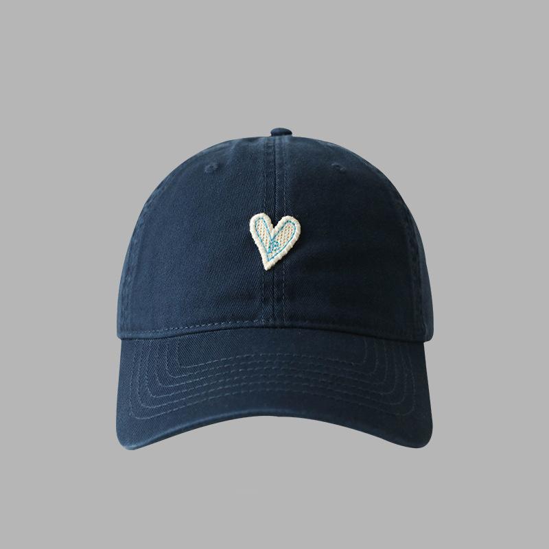 

Korean Love Heart Embroidery Women Baseball Cap Candy Colors Curved Brim Cotton Peaked Hat Female Girls Outdoor Sunshade Hats One Size