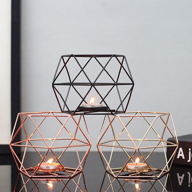 Nordic Style Geometric Iron Candlestick Candle Holders Home Wall Romantic Durable Candlesticks Weddi