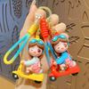Cartoon Battery Car Boys And Girls Doll Keychain Couple Fashion Schoolbag Pendant Car Key Chain Gift