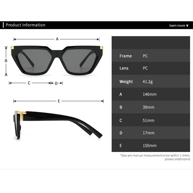 Ladies Vintage Luxury Brand Designer Square Sunglasses Women For Men Shades Trend Big Frame Punk Fashion Cat Eye Sun Glasses