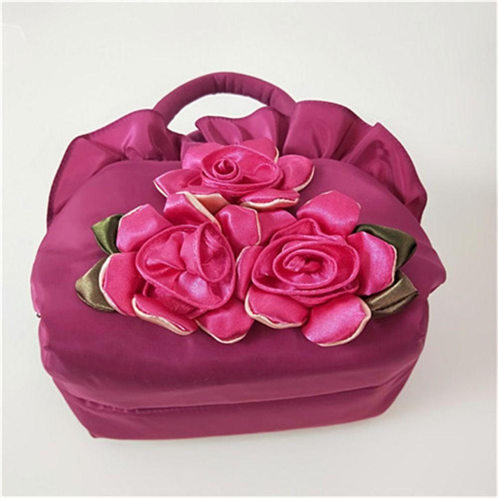 Satin Silk Hanfu Flower Drawstrings Bag Ruffle Small Purse Wallet Rose Flower Handbag  Ladies/Girls