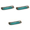 Setomonohonpo (Setomonohonpo) Set of 3 Fresh Green Glass Long Rectangular Sanma Plates [30.5 X 11.5 X 3cm] | Reinforced Ceramic Long Plates
