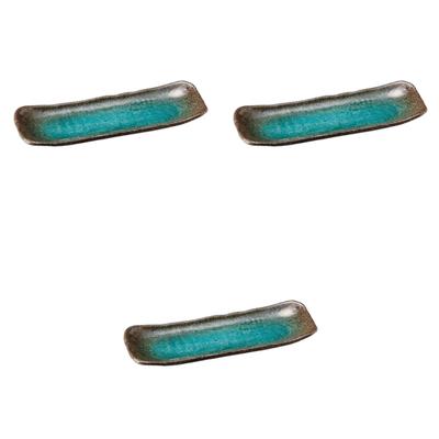 Setomonohonpo (Set of 3) Fresh Green Glass Rectangular Saury Plate [30.5 X 11.5 X 3cm] | Reinforced Ceramic Plate