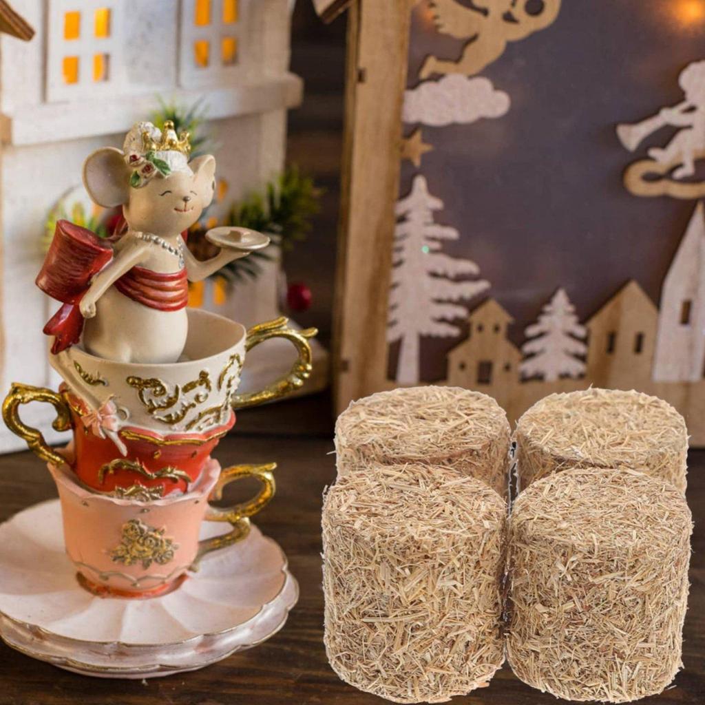4 Pieces Miniature Hay Bale Realistic Effect Straw for Dollhouses