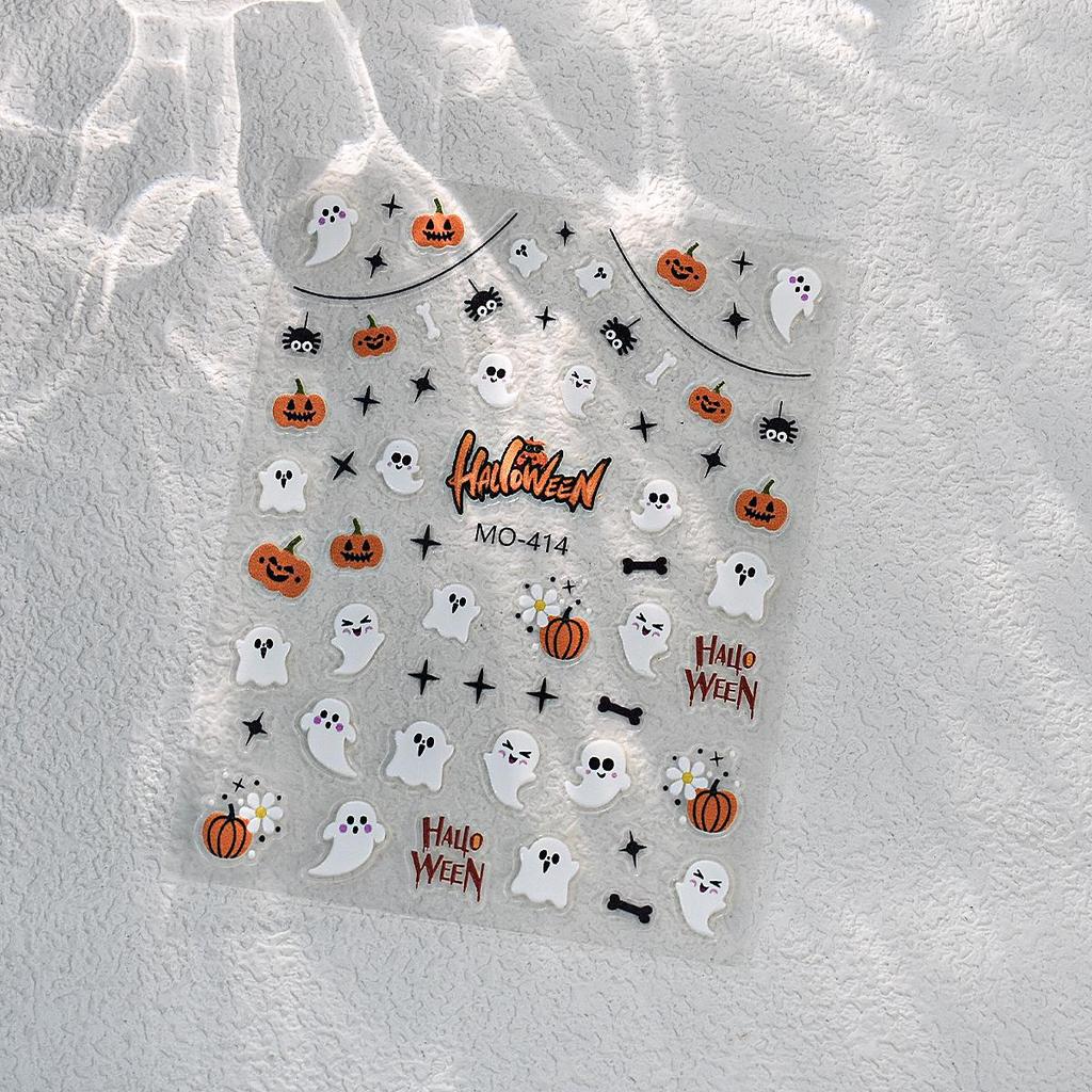 Kou Yan Halloween Cartoon Series Nail Art Stickers – Cute Ghost & Spider Embossed Designs