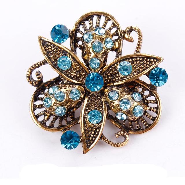 Baiduqiandu Brand Crystal Rhinestones Flower Pins And Brooches For Women Dress Party Or Diy Wedding Bouquets Jewelry