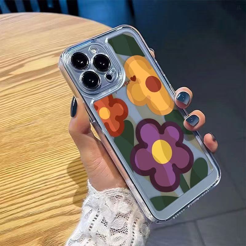 Oil painting dyeing flower is suitable for iphone15promax mobile phone case transparent Apple 1614pro Japan and Korea 13/12