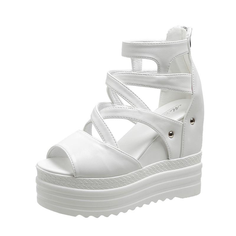 Hollow Roman Sandals Wedge Heel Heel Enhanced Thick-soled Muffin Shoes