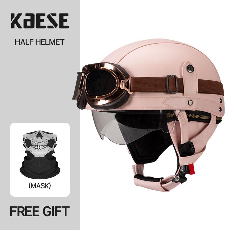 Vintage Half Face Motorcycle Helmet Motorbike Helmets Men Women Unisex Scooter Summer Helmet Black Brown DOT Approved Casque
