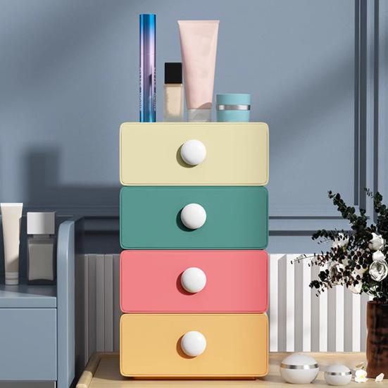 Desktop Storage Box High Capacity Stackable with Knob Store Cosmetic Jewelry Box Desktop Case Household Supplies