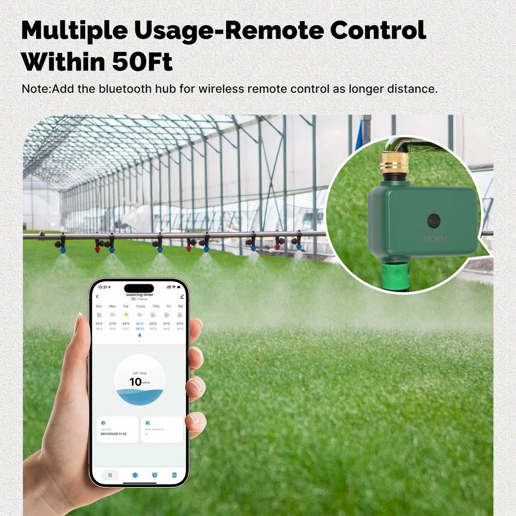 MOES Tuya Smart Bluetooth 1-Outlet Valve Sprinkler Water Timer Auto Programmable Controller Rain Delay Filter Washer App Control