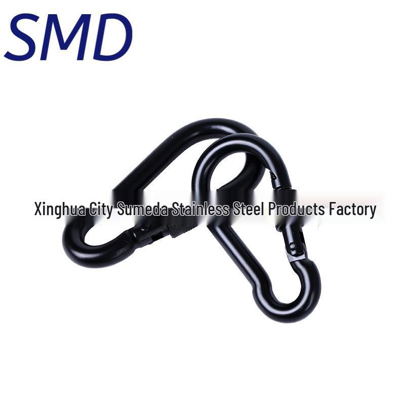 Schwarzer 304 Edelstahl Karabiner Schlüsselanhänger mit Sicherheitsverschluss und Federhaken