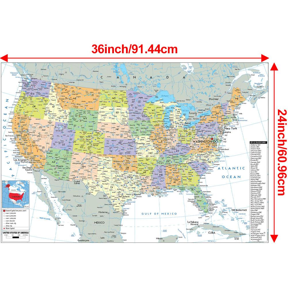 Map of the United States-Administrative Map,for Classroom,Student Room&Home,Educational Wall Art,Travel Supplies