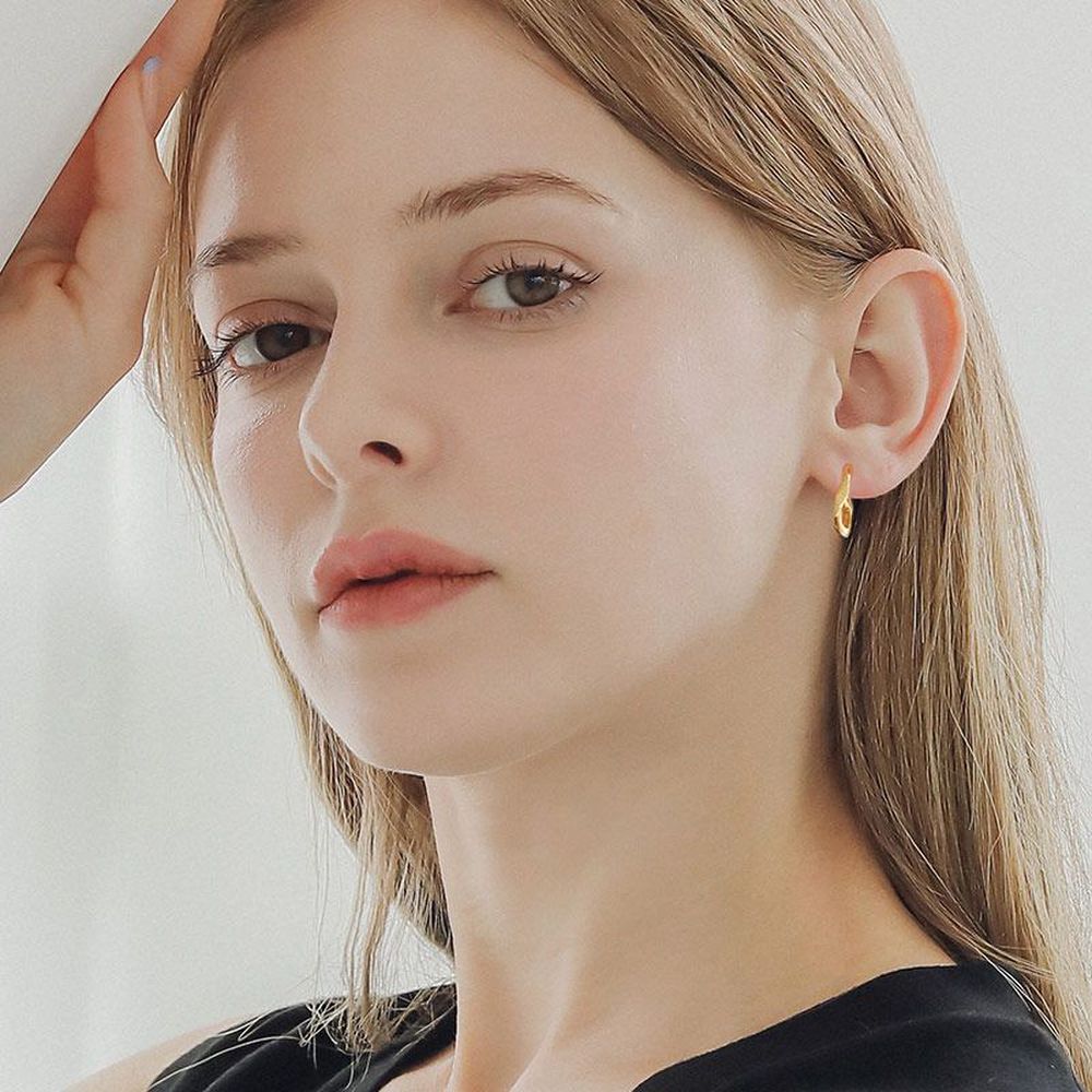 J.Lauren Chandal One-Touch Curve Gold Silver Earrings M03792 [32200970]