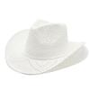 Curved Brim Sun Hat Hand-Weave Panama Hat Retro Straw Cowboy Hat  Beach Travel