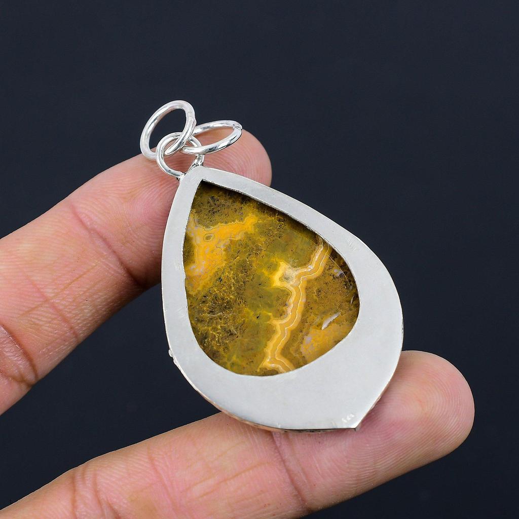 Natural Ocean Jasper Gemstone Jewelry 925 Sterling Silver Pendant For Girls