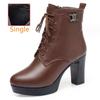 Women Genuine Leather Ankle Boots 2025 Autumn Winter Thick Wool Comfortable Thick High Heels Women Snow Boots Platform Shoes