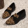 Women's Chic Oxfords with Leopard Print - Lightweight, Pointed Toe Flats Comfortable All-Season Shoes with Rubber Sole, Spike Embellishment