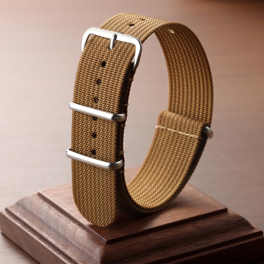 Premium Nylon Watch Band Ribbed Nylon Straps for Military Ballistic Fabric Watchband 18mm 20mm 22mm Khaki Field Watch Bracelets
