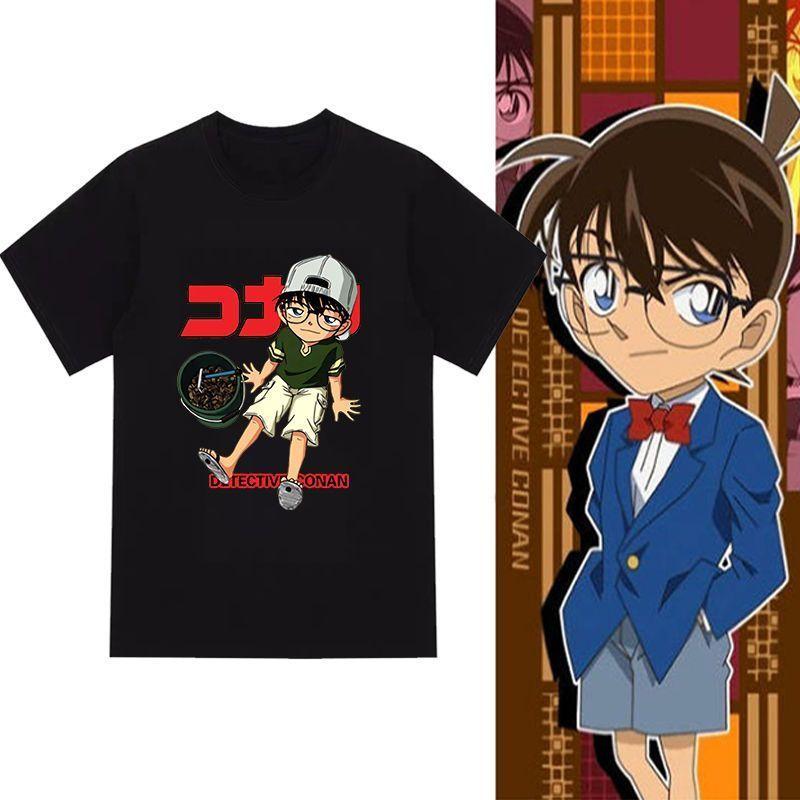 Maglietta Grafica Detective Conan Vintage Stampa Anime Giapponese Manica Corta Oversize Alta Qualità Casual Girocollo Cotone Unisex Streetwear Top T-shirt