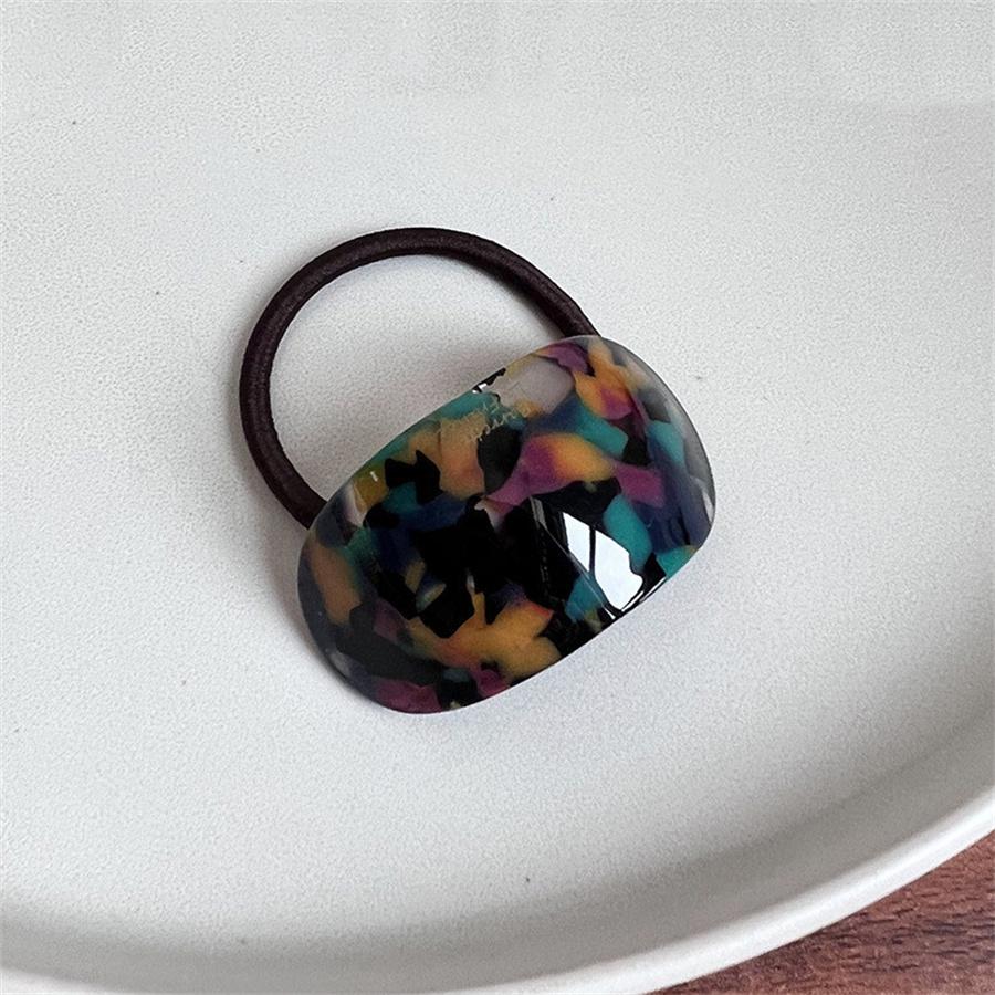 New Oval Acetate Geometric Semicircle Buckle Hair Rope Temperament Practical Elastic Rubber Band Ponytail Head Rope Female