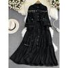 Retro Lantern Long Sleeve Single Breasted Elegance Dress