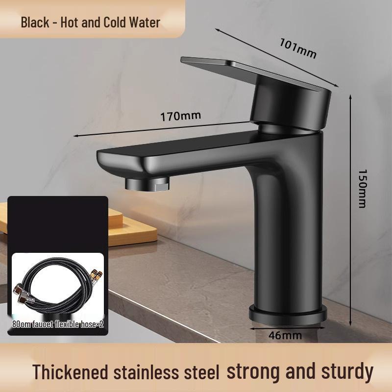 Badezimmerarmatur aus Edelstahl für Waschbecken, Waschtisch oder Waschtisch mit Warm- und Kaltwasser